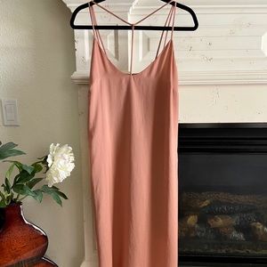 Leith Midi Satin Slip Dress Copper